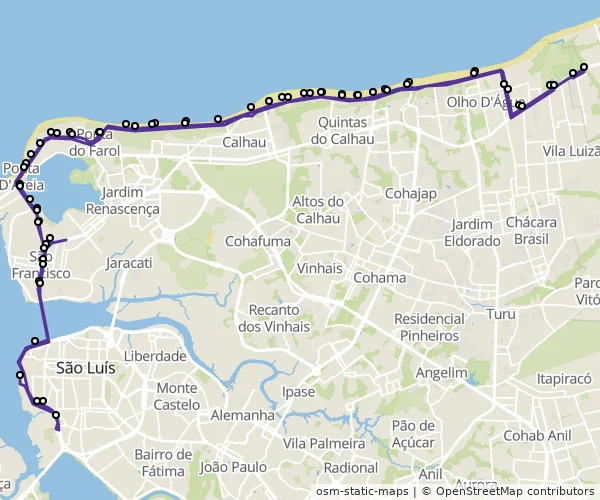 Mapa do itinerário da linha
