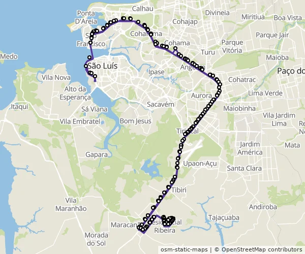 Mapa do itinerário da linha