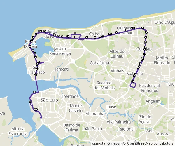 Mapa do itinerário da linha