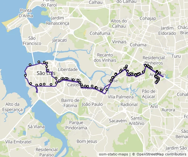 Mapa do itinerário da linha