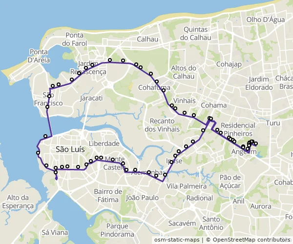 Mapa do itinerário da linha