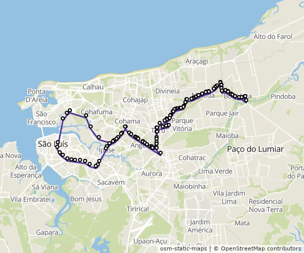 Mapa do itinerário da linha