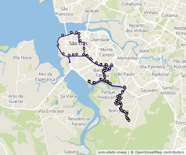 Mapa do itinerário da linha