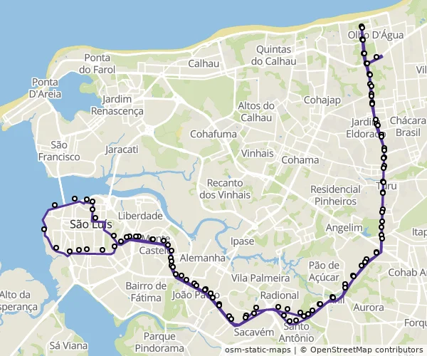 Mapa do itinerário da linha