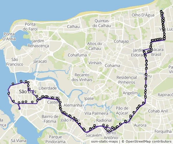 Mapa do itinerário da linha