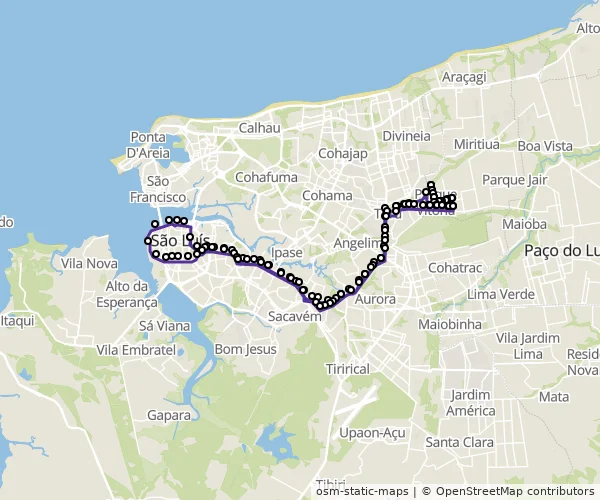 Mapa do itinerário da linha