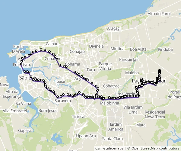 Mapa do itinerário da linha