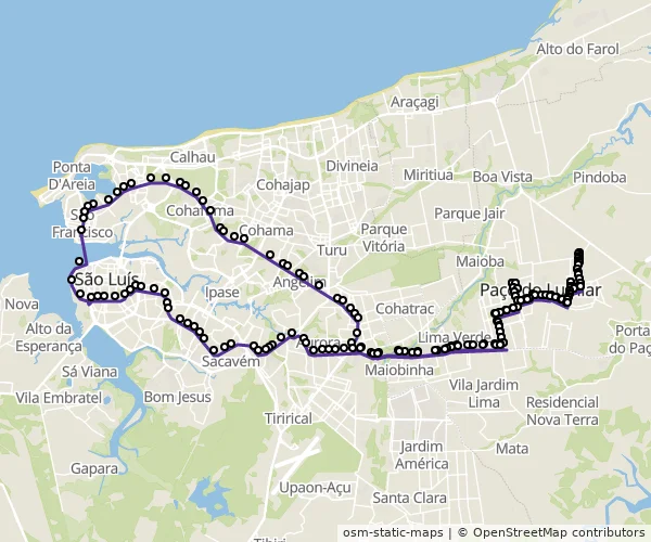 Mapa do itinerário da linha