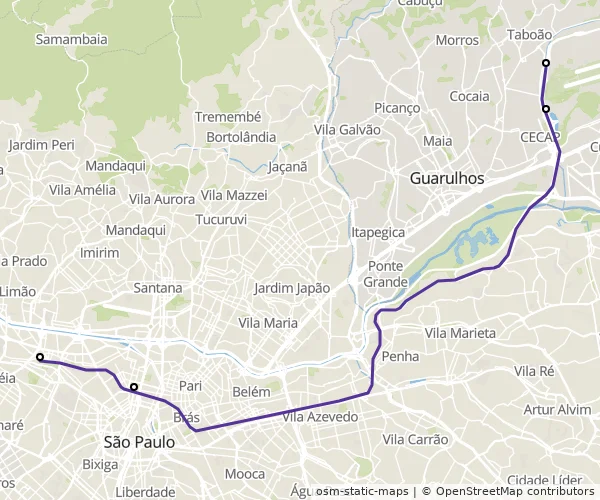 Mapa do itinerário da linha