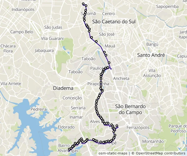 Mapa do itinerário da linha