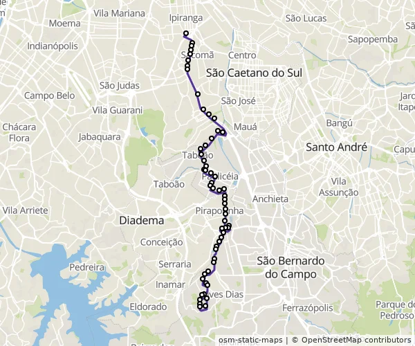 Mapa do itinerário da linha