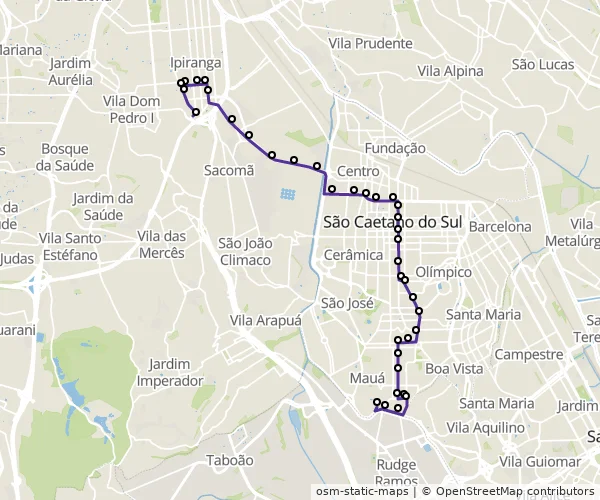 Mapa do itinerário da linha