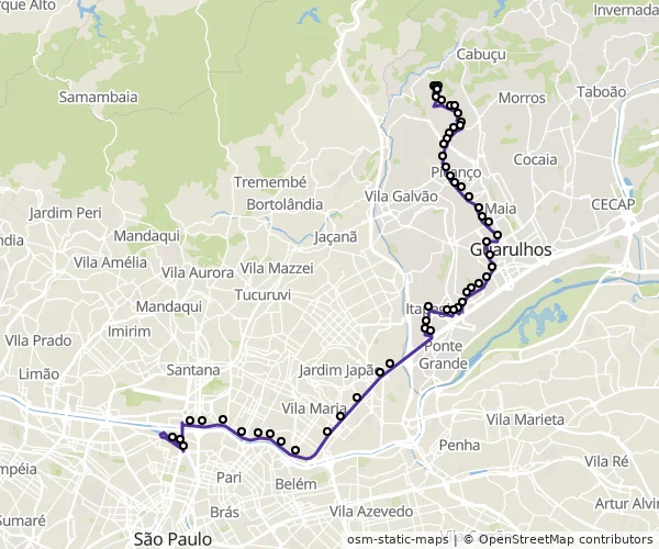 Mapa do itinerário da linha