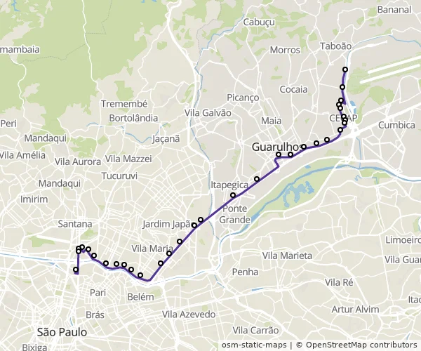 Mapa do itinerário da linha