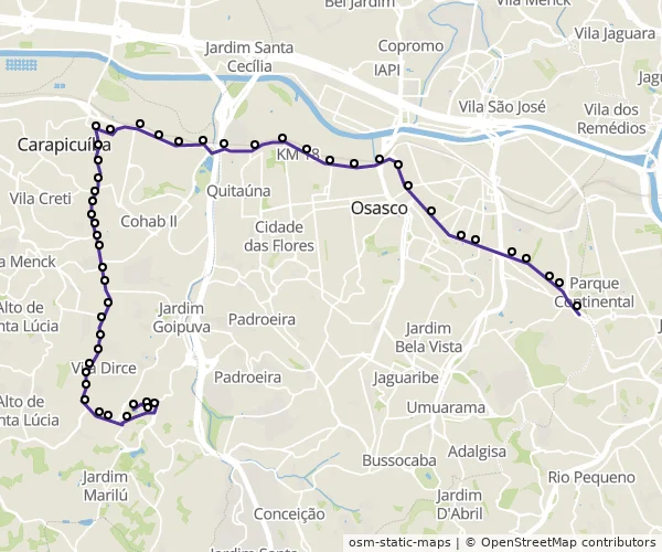 Mapa do itinerário da linha