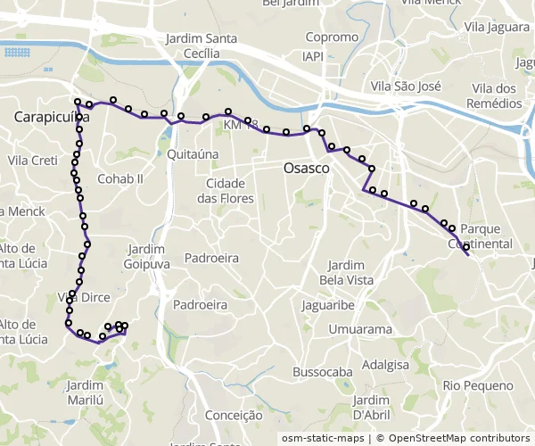 Mapa do itinerário da linha
