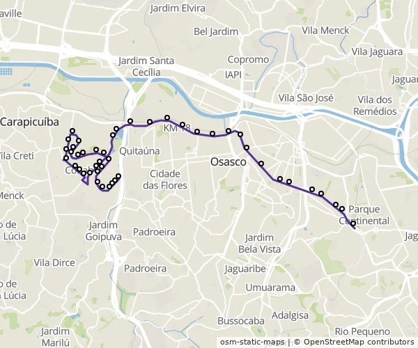 Mapa do itinerário da linha