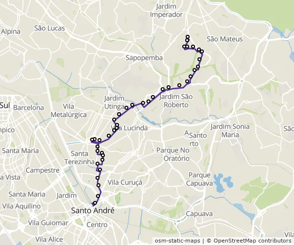 Mapa do itinerário da linha
