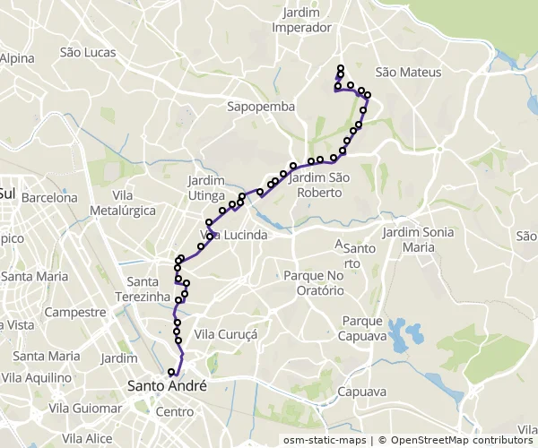 Mapa do itinerário da linha