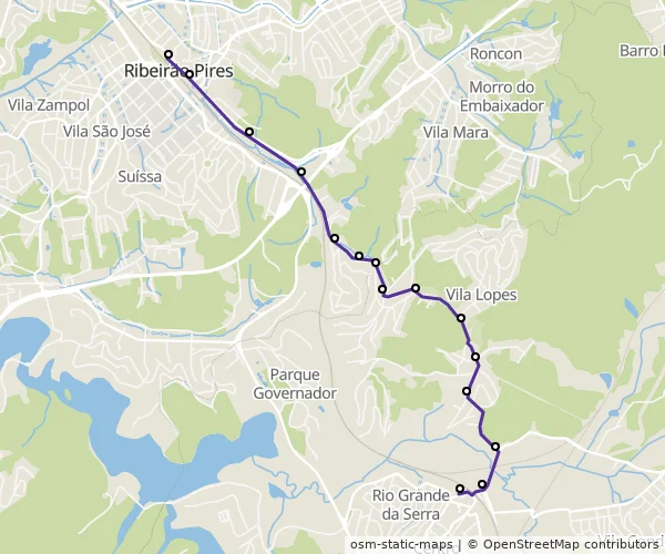 Mapa do itinerário da linha
