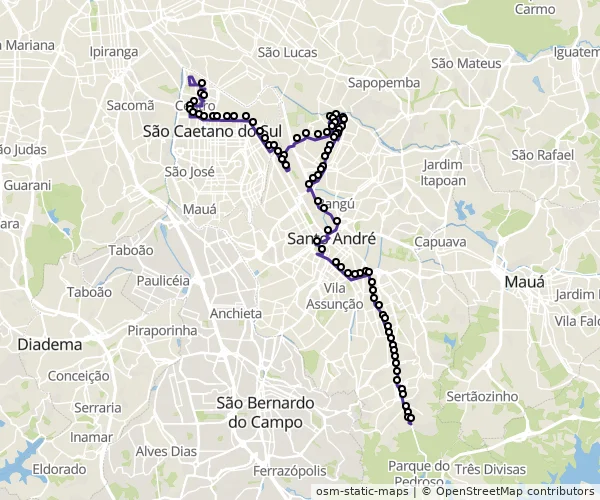 Mapa do itinerário da linha