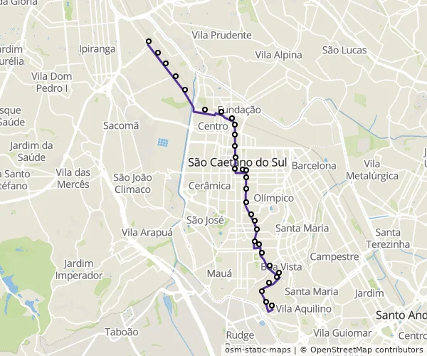 Mapa do itinerário da linha