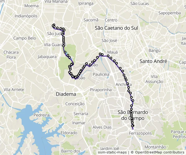 Mapa do itinerário da linha