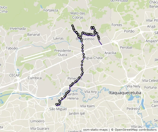 Mapa do itinerário da linha