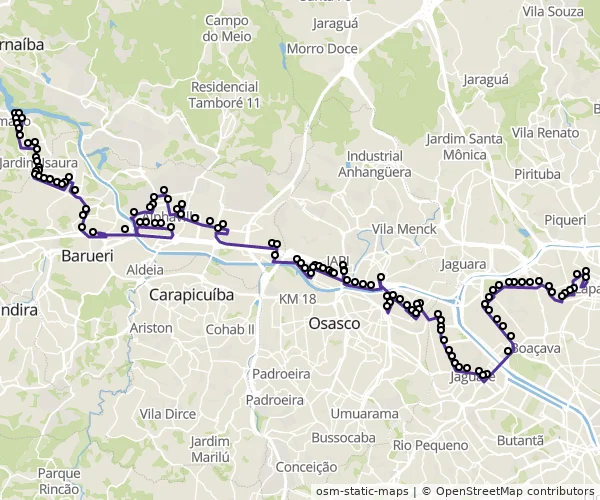 Mapa do itinerário da linha