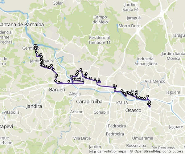 Mapa do itinerário da linha