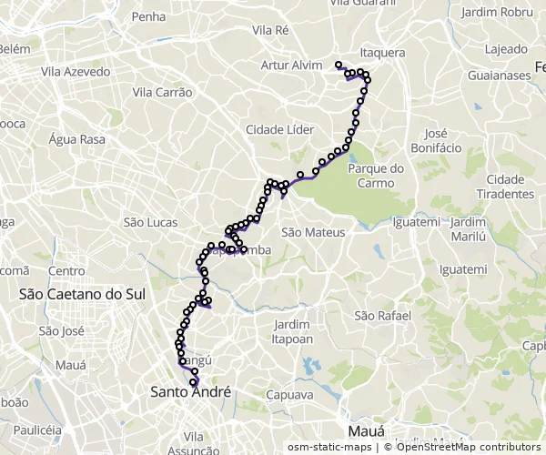 Mapa do itinerário da linha