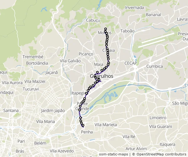 Mapa do itinerário da linha