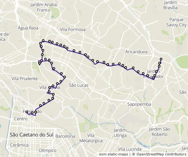Mapa do itinerário da linha
