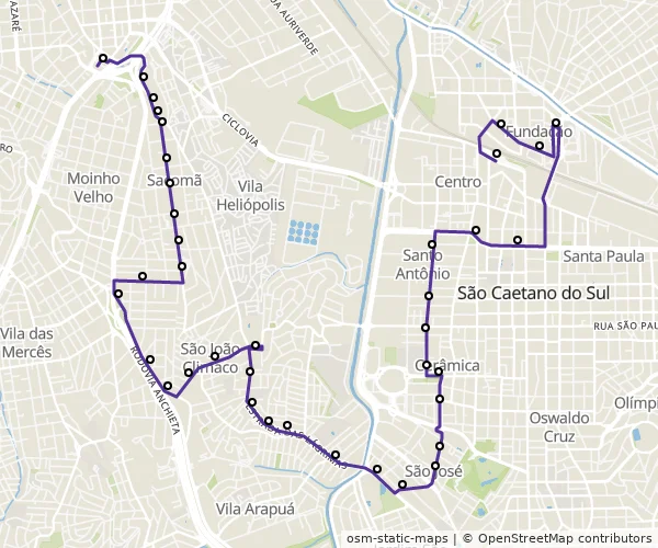 Mapa do itinerário da linha