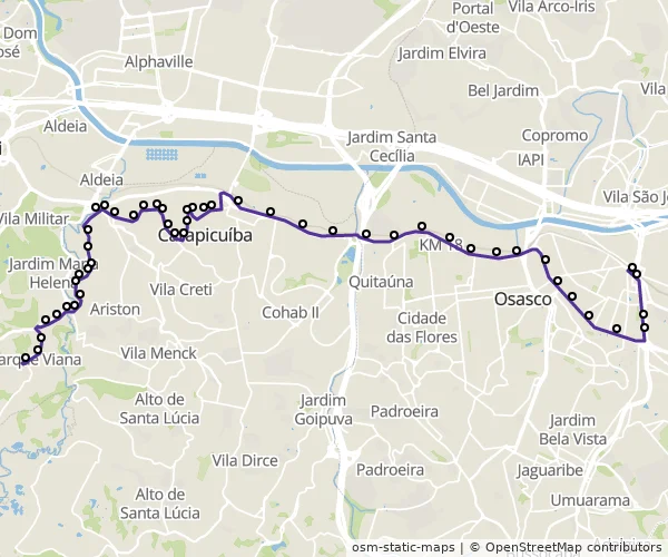 Mapa do itinerário da linha
