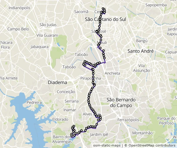 Mapa do itinerário da linha