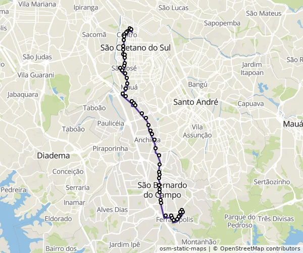 Mapa do itinerário da linha