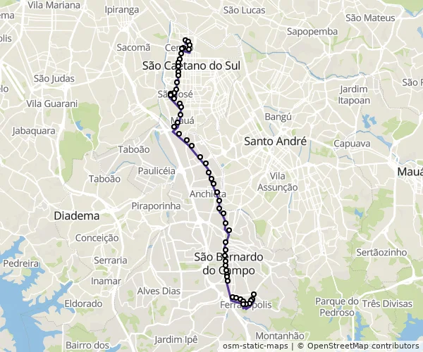 Mapa do itinerário da linha