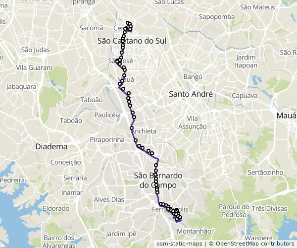 Mapa do itinerário da linha
