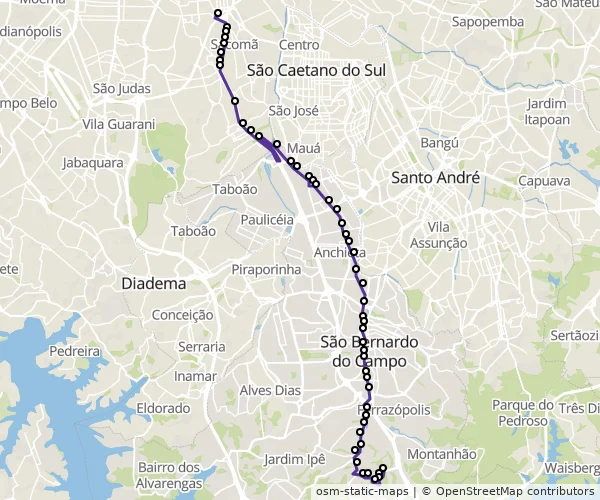 Mapa do itinerário da linha