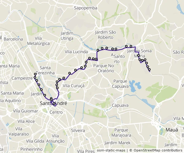 Mapa do itinerário da linha