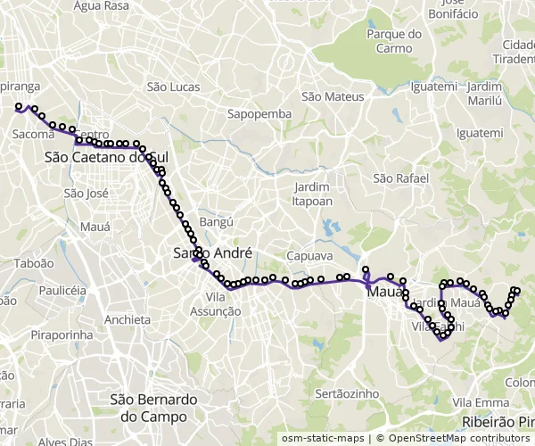 Mapa do itinerário da linha
