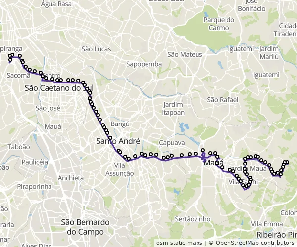 Mapa do itinerário da linha