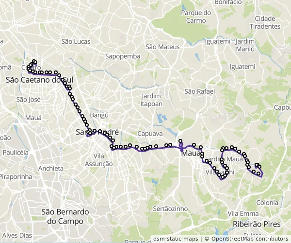 Mapa do itinerário da linha