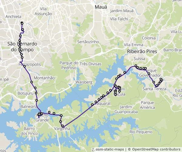 Mapa do itinerário da linha
