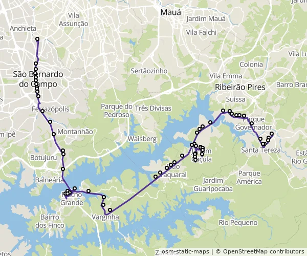 Mapa do itinerário da linha