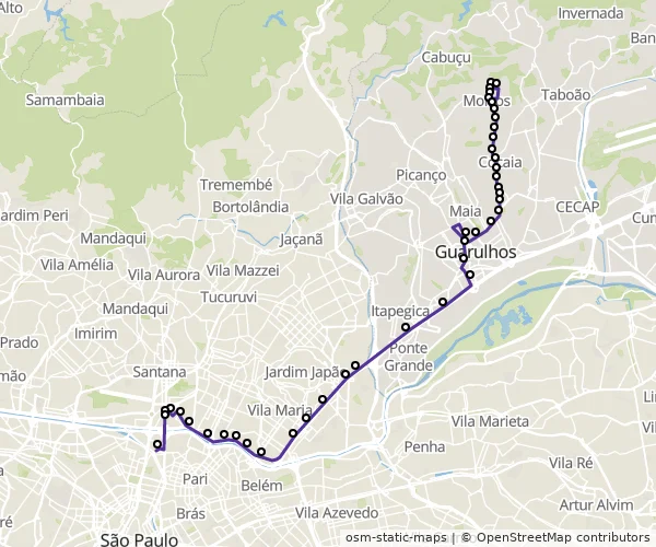 Mapa do itinerário da linha