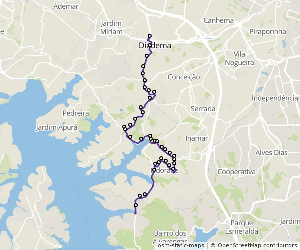Mapa do itinerário da linha