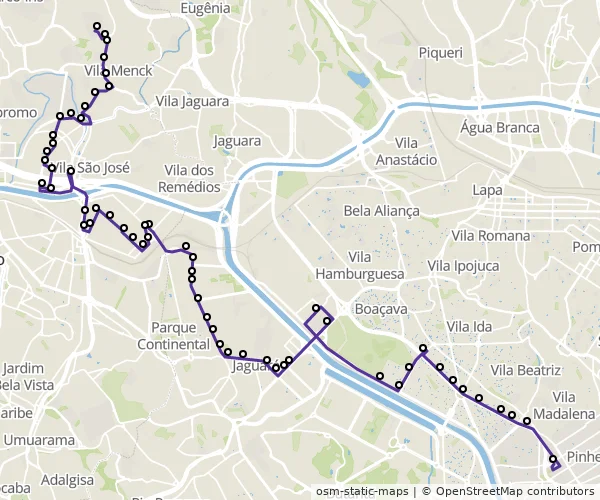 Mapa do itinerário da linha
