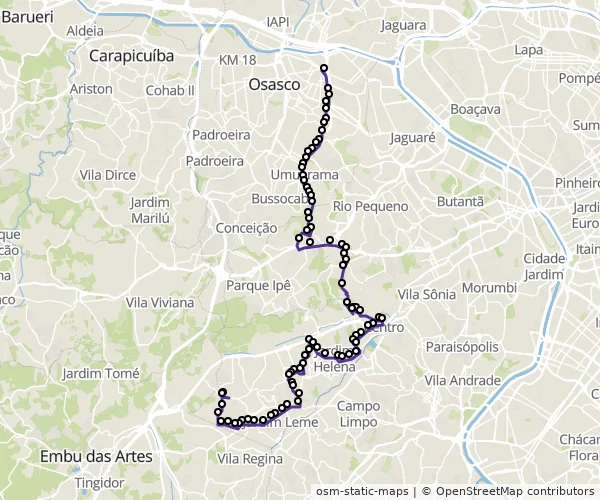 Mapa do itinerário da linha